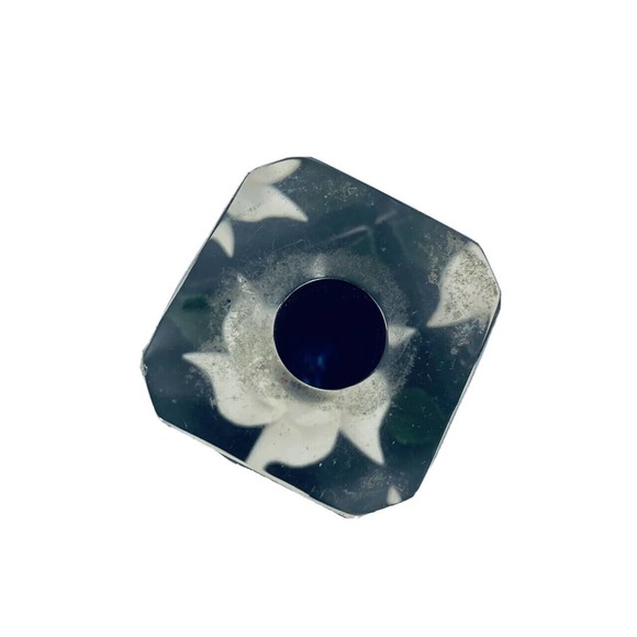 Vintage Clear Lucite Bircraft White Rose Candle Holder Paperweight USA Resin 3” - Picture 8 of 12